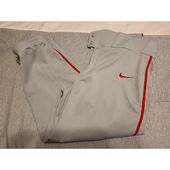 Nike Men's Vapor Baseball Knicker Pants Sz Small Gray Red Piped BQ6437-056 New - Picture 12 of 12